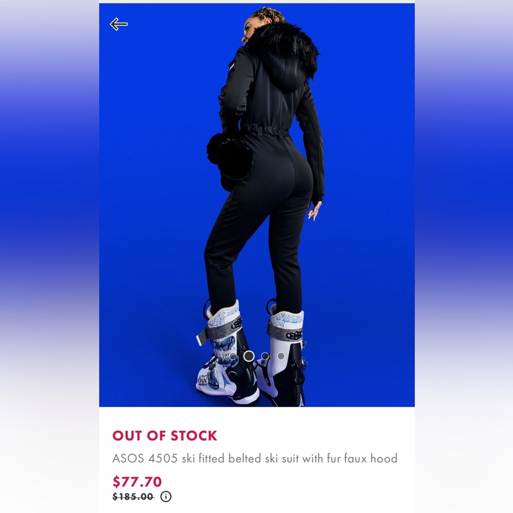 Belted ski suit by Asos size 34 fits XS